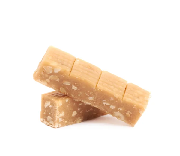 Toffee candy with nuts isolated — Stock Photo, Image