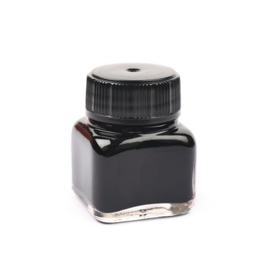 Siyah mürekkep ile dolu küçük şişe