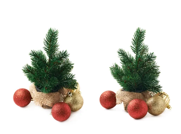 Drobné vánoční stromeček složení izolované — Stock fotografie