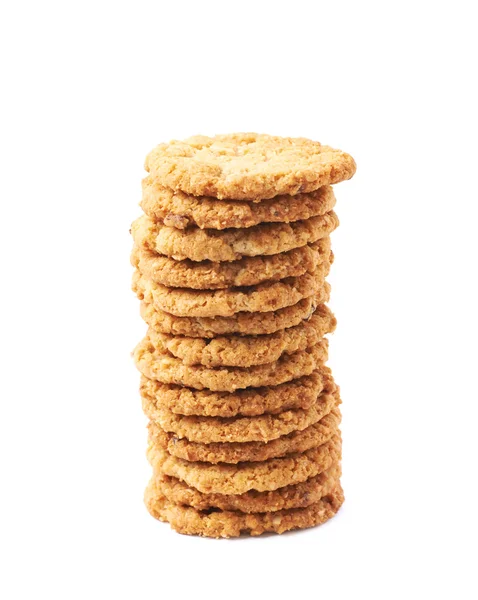 Stapel stapel havermout koekjes geïsoleerd — Stockfoto