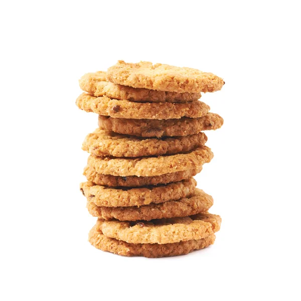 Pilha pilha de biscoitos de aveia isolado — Fotografia de Stock