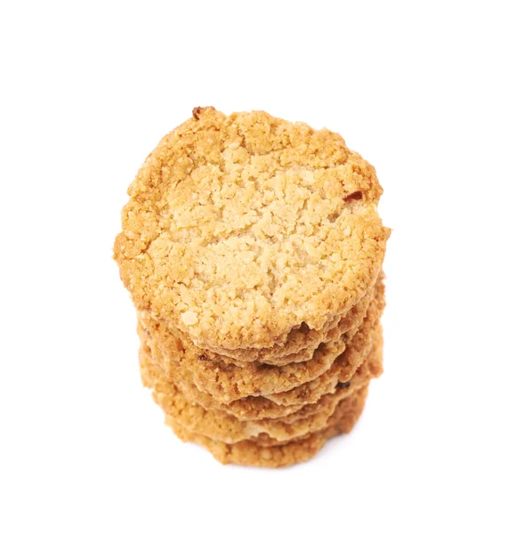 Stapel stapel havermout koekjes geïsoleerd — Stockfoto