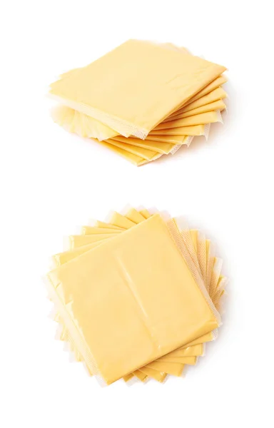 Stapel hoeveelheid kaas plakjes — Stockfoto