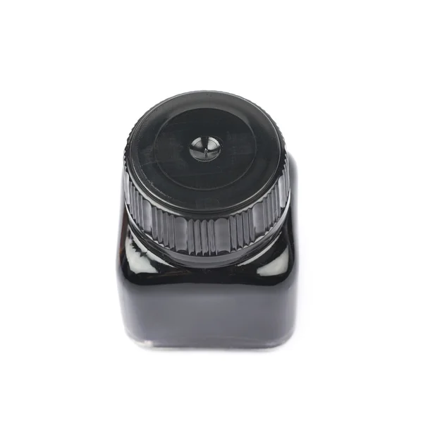 Garrafa minúscula cheia de tinta preta — Fotografia de Stock