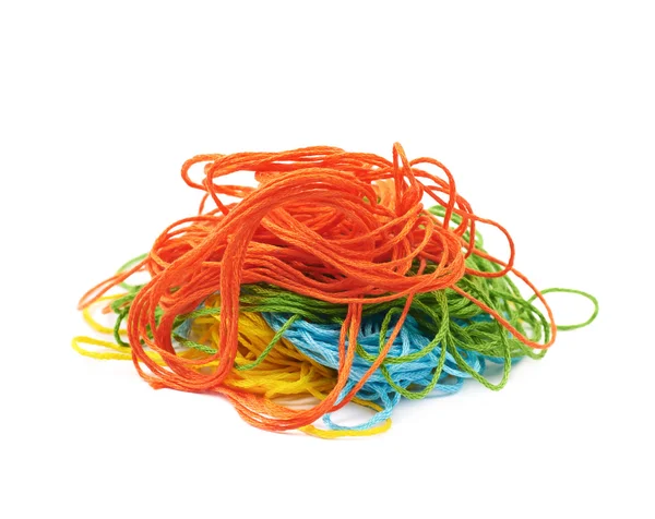 Mixed pile of yarn threads isolated — Stock Photo, Image
