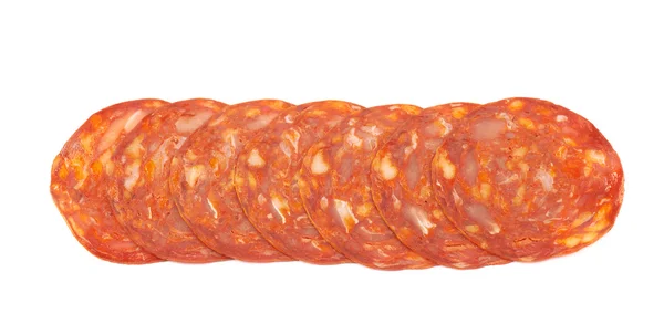 Salsicha italiana salame ventricina isolado — Fotografia de Stock