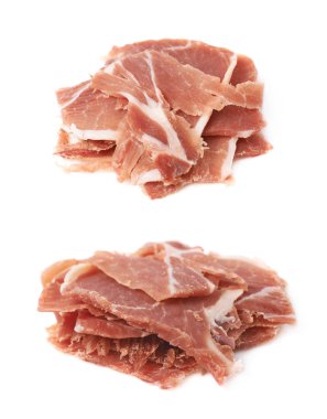 Jamon dilimleri izole yığını