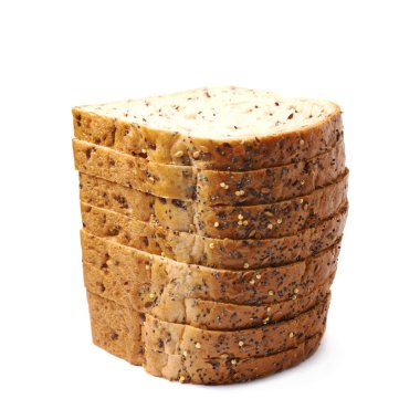 Beyaz ekmek dilimleri yığını izole