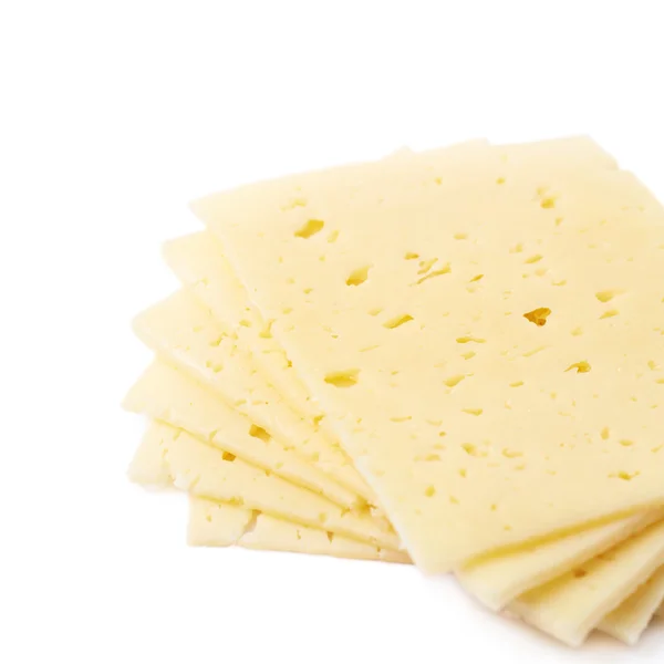 Pile of cheese slices isolated — Stock Photo, Image