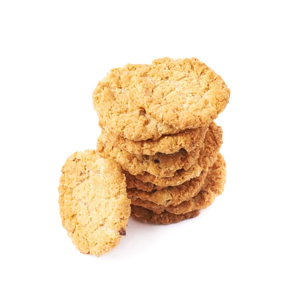 Pile stack of oatmeal cookies isolated — Stock Photo, Image