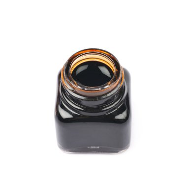 Siyah mürekkep ile dolu küçük şişe