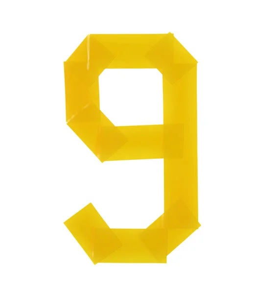 Número nueve símbolo hecho de cinta aislante — Foto de Stock