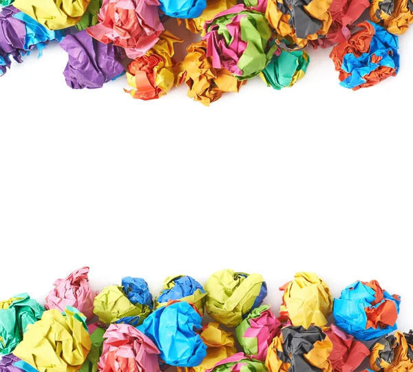 Stapel van kleurrijke crumbled papier ballen — Stockfoto