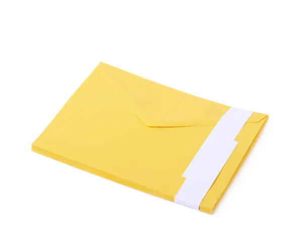 Gelber Briefumschlag isoliert Stockbild