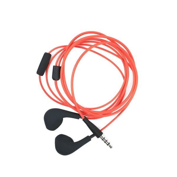 Par de auriculares rojos aislados —  Fotos de Stock