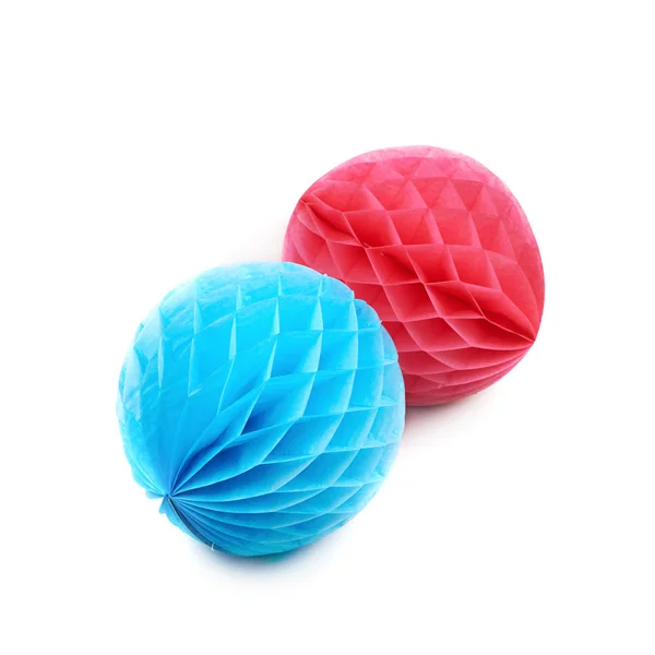 Honeycomb pom-pom bollar dekoration isolerade — Stockfoto