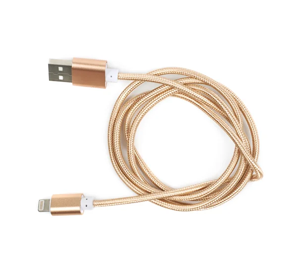 Cable de rayo USB plegado aislado — Foto de Stock