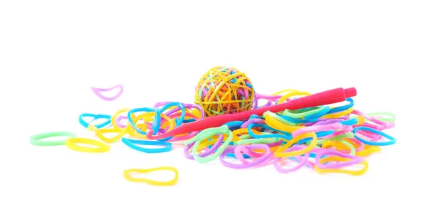 Pile of multiple loom bands isolated — Stock Photo, Image