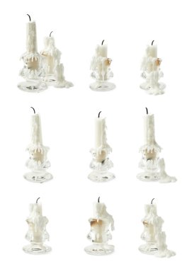 Şamdan izole içinde yanmış mum