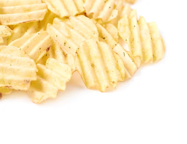 Pile of multiple potato chips isolated — Stock Photo, Image