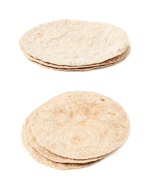 Pile of wheat tortillas isolated — Stock Photo, Image