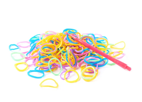 Pile of multiple loom bands isolated — Stock Photo, Image