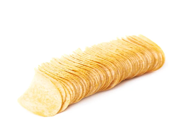 Stapel meerdere potato chips geïsoleerd — Stockfoto