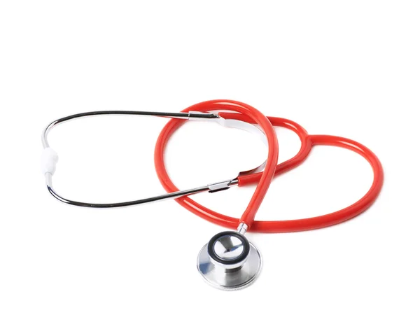 Red medical stethoscope isolated — Stock Photo, Image