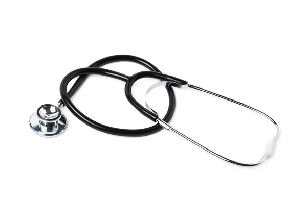 Czarny stetoskop medyczny na białym tle — Zdjęcie stockowe