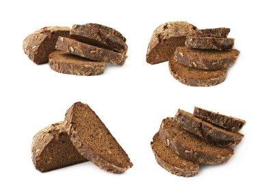 İzole dilimlenmiş ekmek kompozisyon