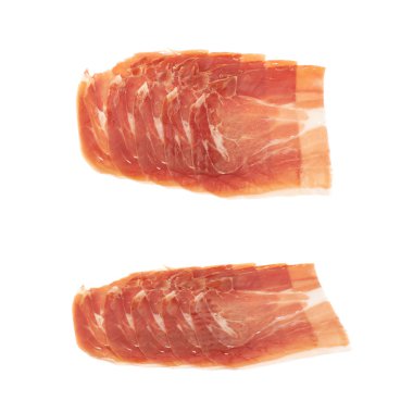 Birden çok jamon dilim izole