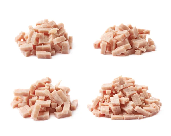 Pile of shredded pizza ham isolated — Stock Photo, Image