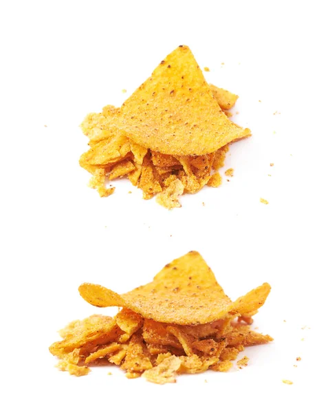 Stapel chips verpulvert geïsoleerd — Stockfoto