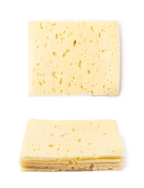 Pile of cheese slices isolated — Stock Photo, Image