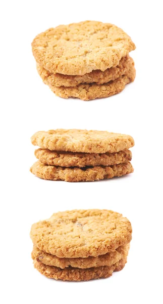 Pilha pilha de biscoitos de aveia isolado — Fotografia de Stock