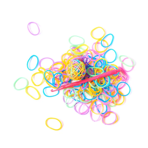 Pile of multiple loom bands isolated — Stock Photo, Image