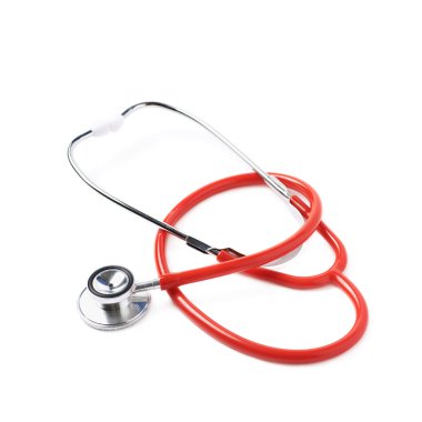 İzole kırmızı sağlık stetoskop
