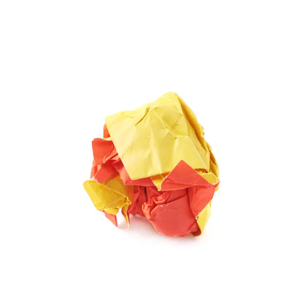 Kleurrijke crumbled papier bal geïsoleerd — Stockfoto