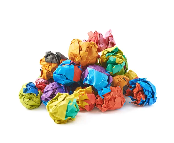 Stapel van kleurrijke crumbled papier ballen — Stockfoto