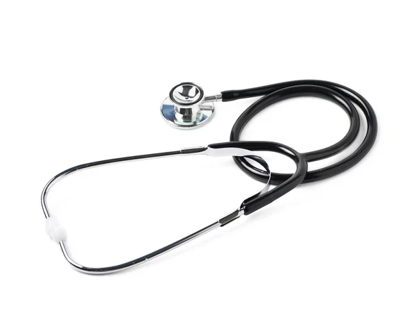 Czarny stetoskop medyczny na białym tle — Zdjęcie stockowe