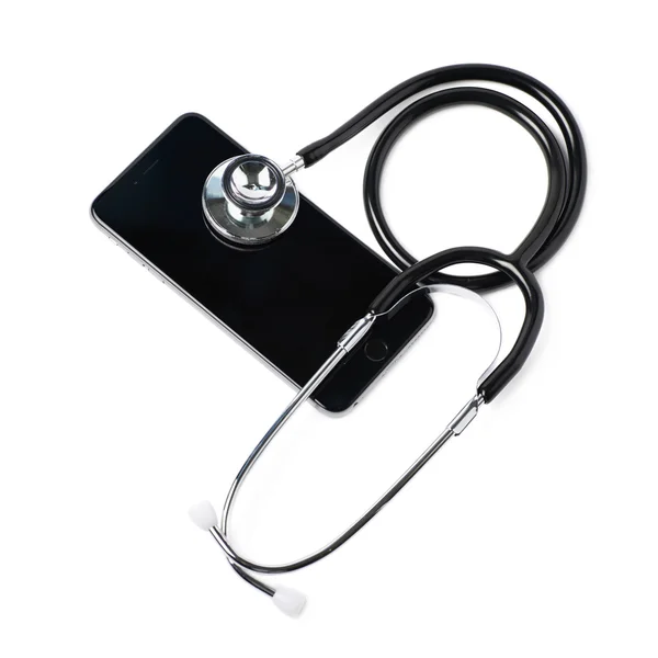 Medyczny stetoskop przez telefon — Zdjęcie stockowe