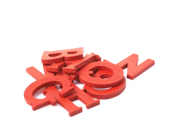 Stapel van kleurrijke houten letters geïsoleerd — Stockfoto