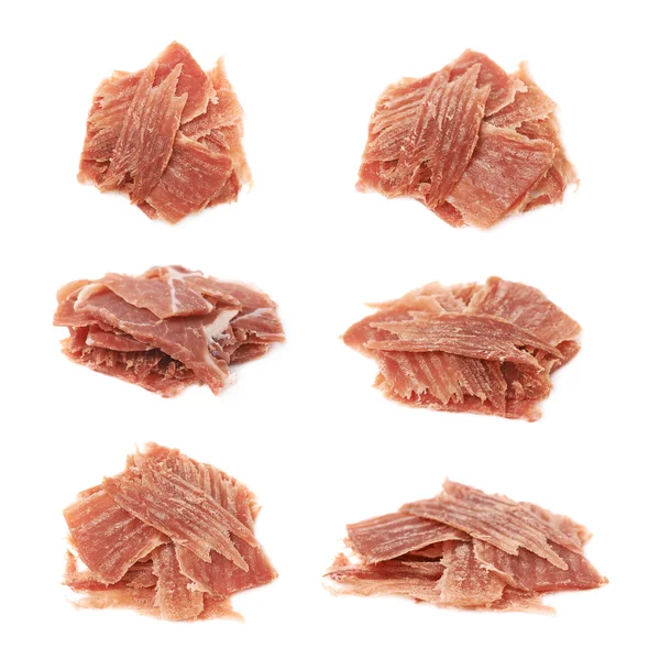 Stapel Jamón segmenten geïsoleerd — Stockfoto