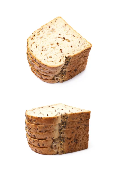 Куча белого хлеба ломтики изолированы — стоковое фото