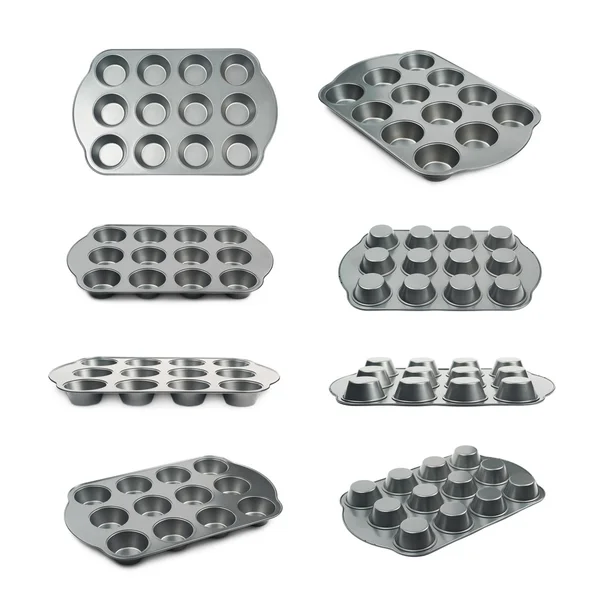 Metalen muffin pan geïsoleerd — Stockfoto