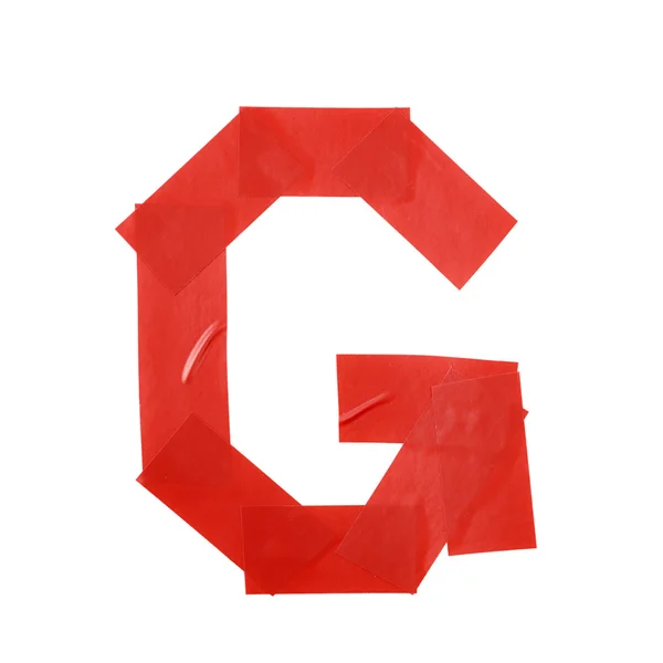 Písmeno G symbol vyrobené izolační páska — Stock fotografie