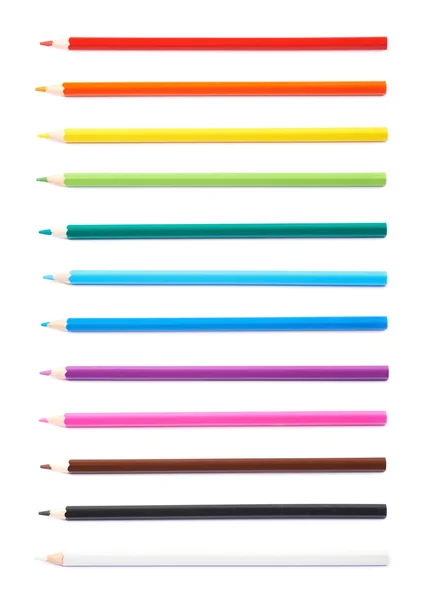 分離された複数の色の鉛筆のセット — ストック写真
