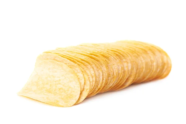 격리 된 여러 개의 감자 칩의 스택 — 스톡 사진