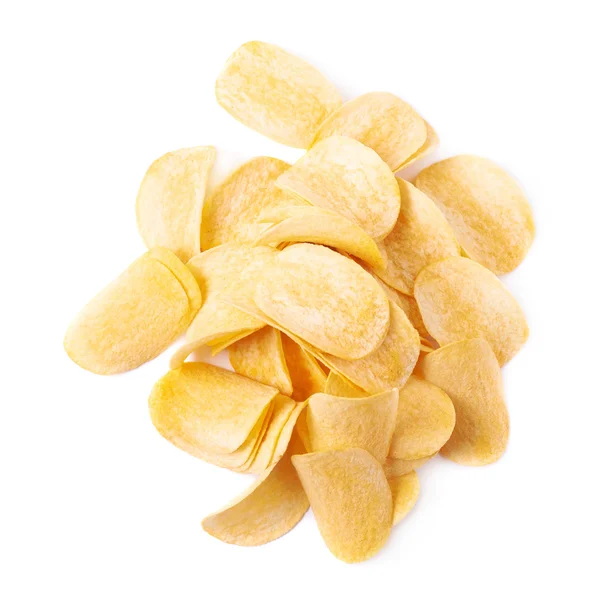 Birden fazla patates cipsi izole yığını