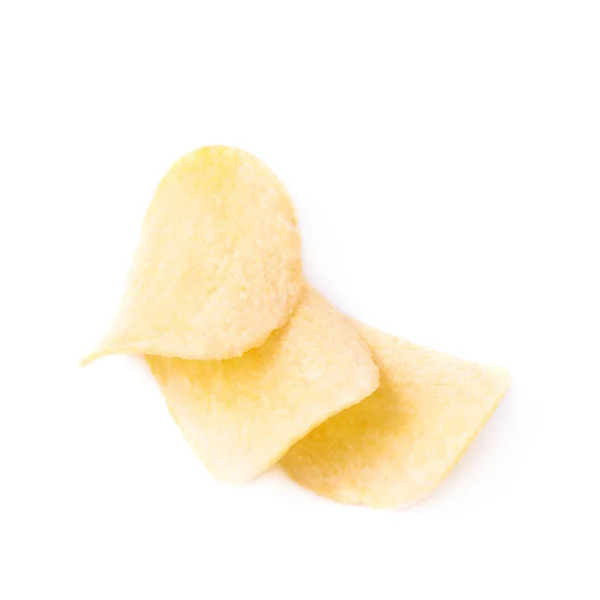 Несколько изолированных картофельных чипсов — стоковое фото